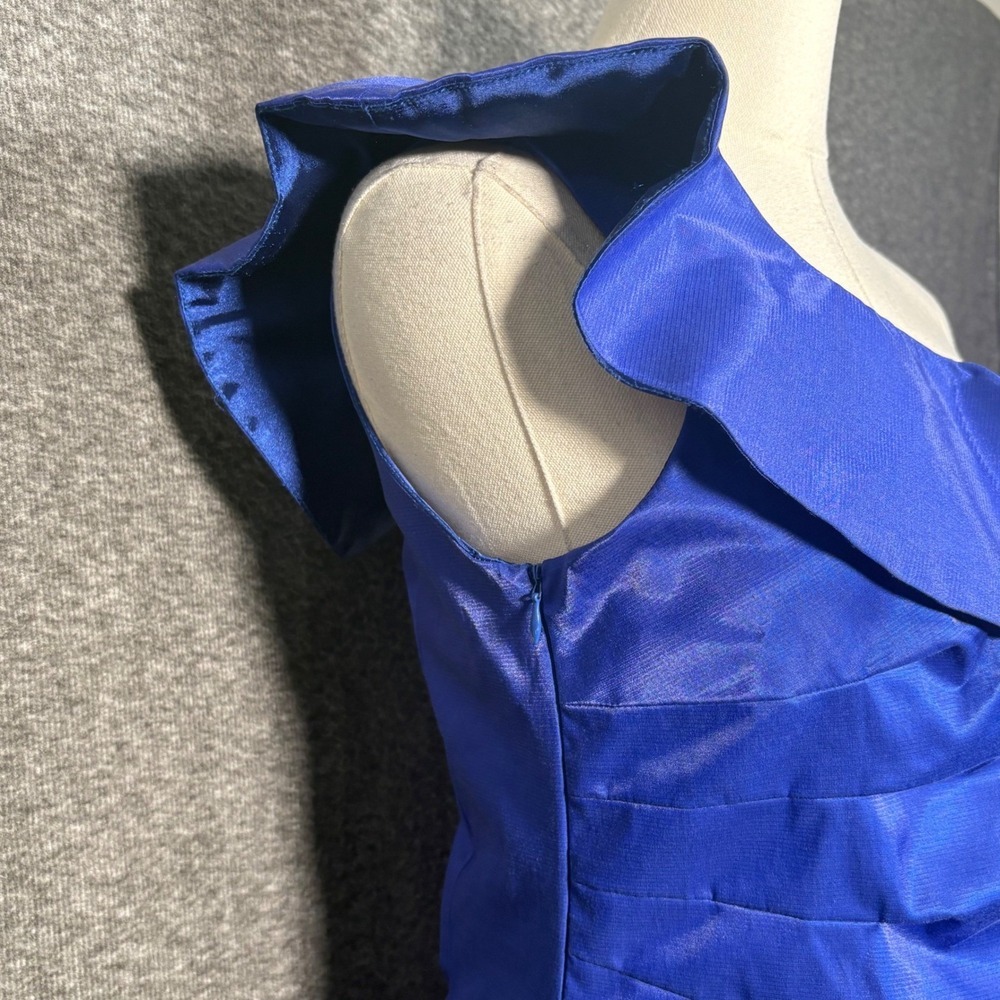 Laundry by Shelli Segal One Shoulder Blue Cocktail Dress Size 4 - Picture 6 of 14